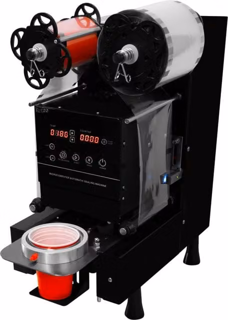 KuKoo Automatic Cup Sealing Machine in Silver and Black Stainless Steel