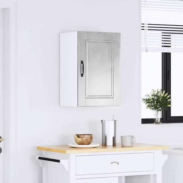 Berkfield Home Porto Wall Mounted Kitchen Cabinet in Concrete Grey Engineered Wood, W/D/H: 60.0 x 25.0 x 40.0 cm