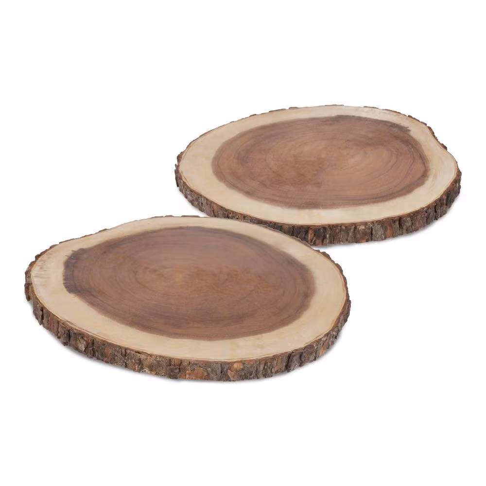 Artesa Set of 2 Rustic Large Brown Solid Wood Serving Boards, 35 cm – 2