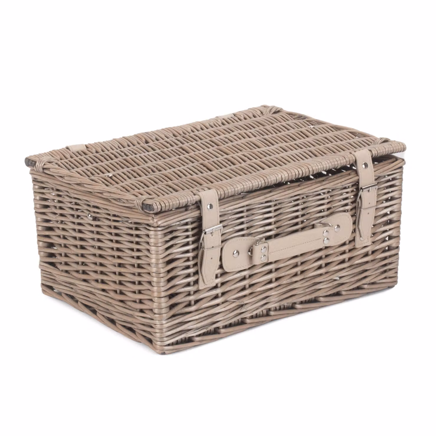 Red Hamper Wicker Picnic Basket in Grey with Antique Wash, W/D/H: 45 x 35 x 19 cm – 2