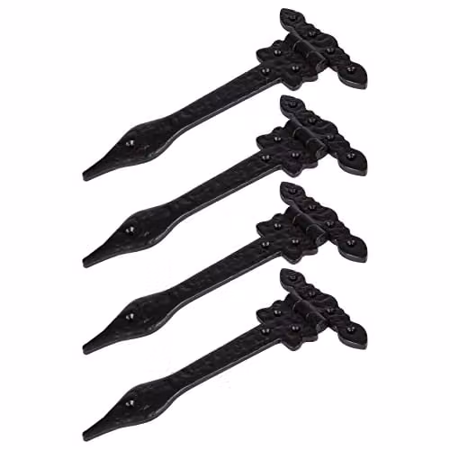 Hammer and Tongs Ornate Iron T-Hinge in Matt Black, Pack of 4