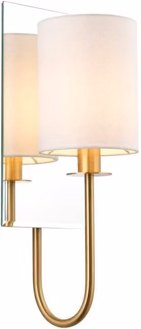 Merano Pisa Shade Wall Lamp in Satin Brass and White Fabric