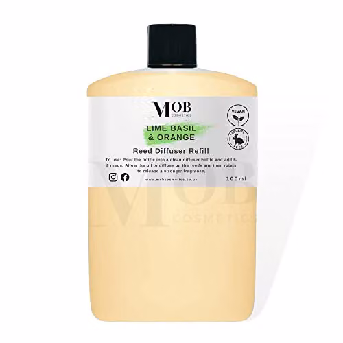Moments of Bliss Cosmetics Designer and Fine Fragrance Reed Diffuser Oil Refill, Lime Basil and Mandarin, 100ml