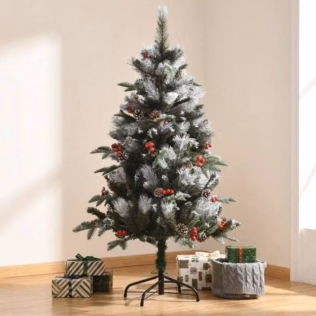 STILVORA Christmas Pencil Tree with Berries and Cones, Green, Red and White, Height: 120 cm – 1