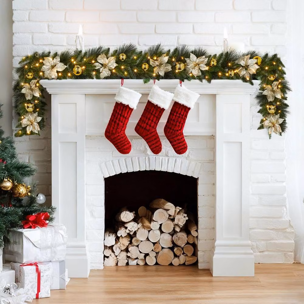 London Boutique 9FT Pre-Lit Green Christmas Wreath with LED Lights – 4