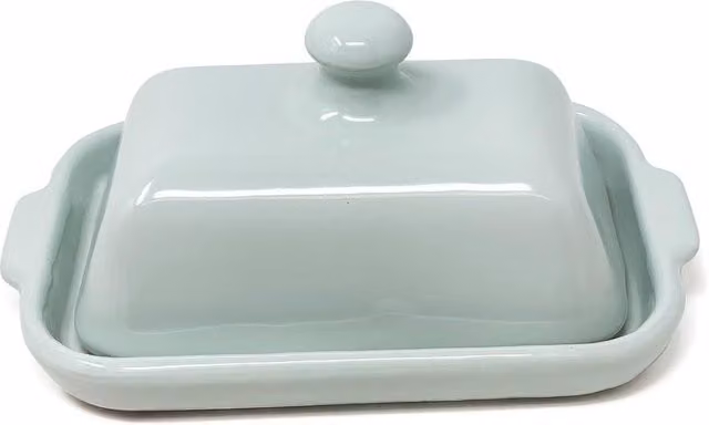 Verano Spanish Ceramics Rustic Pastel Hand Dipped Terracotta Butter Dish, Green, W: 13 cm, L: 20 cm, H: 4.5 cm