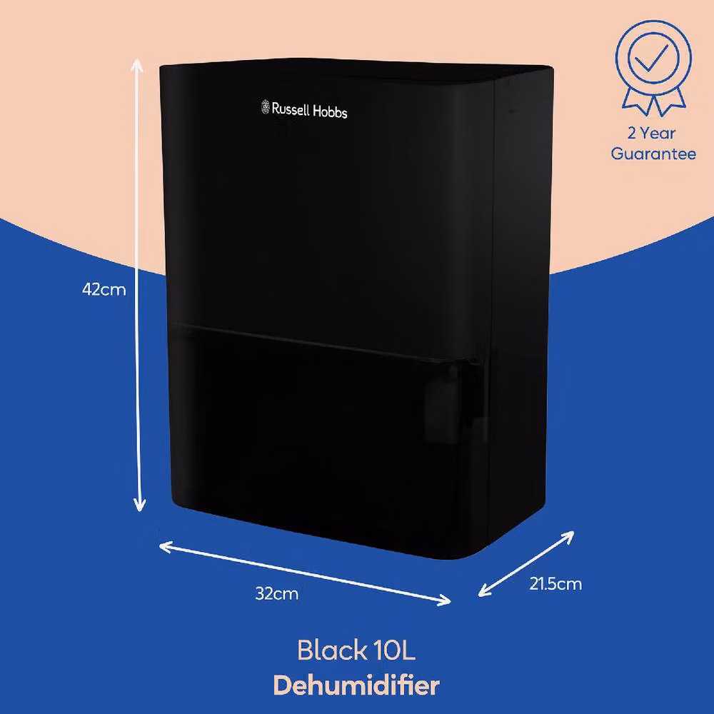 Russell Hobbs RHDH1001 Dehumidifier for Damp, Mould and Clothes Drying, 10L/Day Capacity, Black – 2