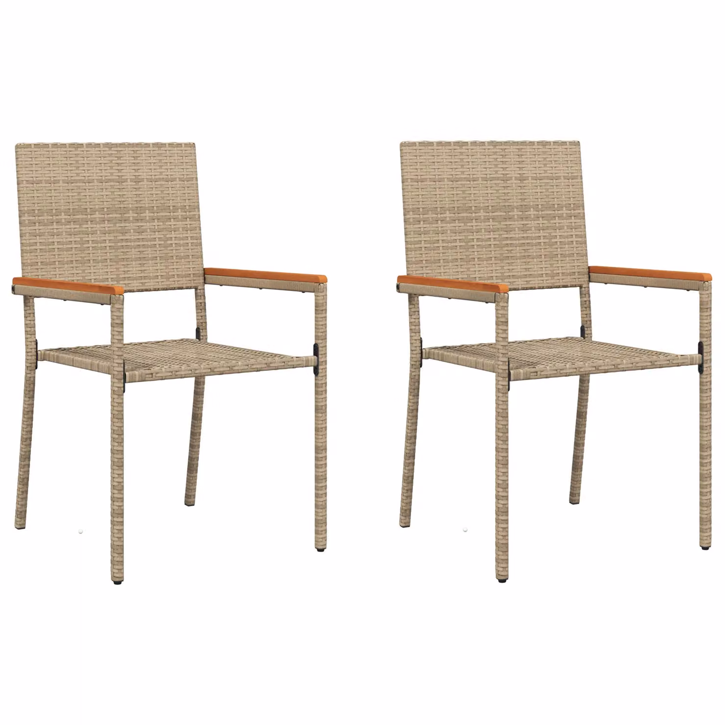 Berkfield Home Stacking Garden Chairs, 2 Pack, Beige Poly Rattan – 2