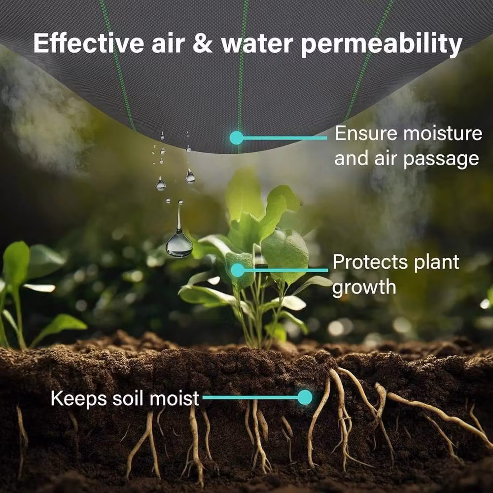 FLAVORA Heavy Duty Weed Control Membrane, Black, 1m x 10m – 2