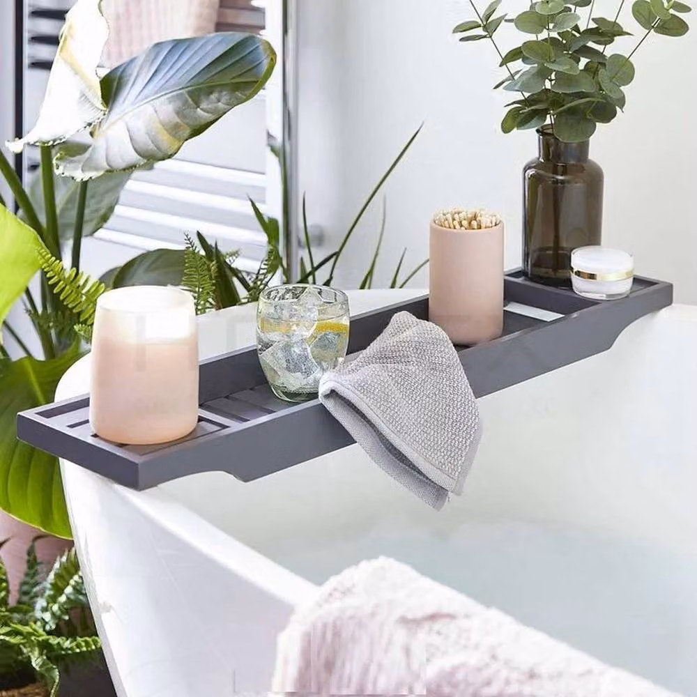 Kelvenix Grey Bamboo Wood Bath Tub Rack – 2