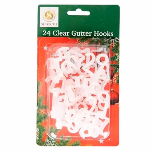 Shatchi 24-Piece Set of Transparent Plastic Gutter Hooks for Outdoor Decorations – 2