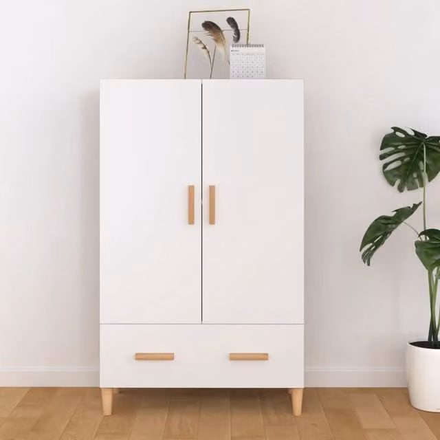 Berkfield Home White Scandinavian Highboard with Internal Drawers and Shelves, W/D/H: 70 x 31 x 115 cm