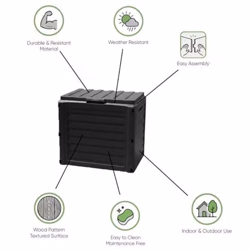 Gr8 Garden 140L Anthracite Grey Plastic Garden Storage Box with Lock – 6