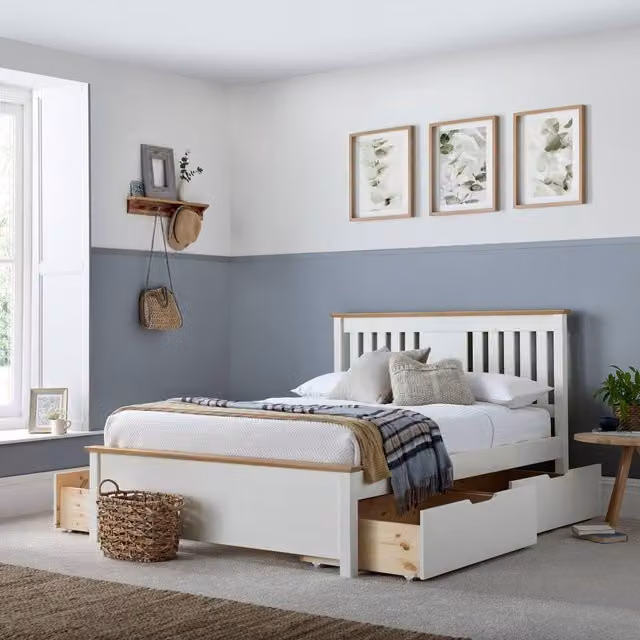 Bedmaster Chester White Wooden Bed with 4 Storage Drawers, W/D/H: 140 x 200 cm – 1