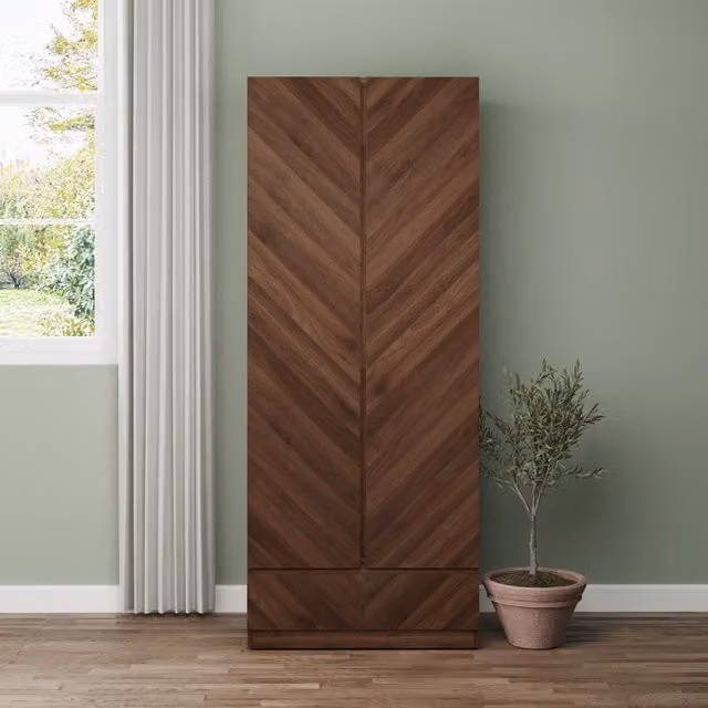 GFW Catania 2 Door 1 Drawer Wardrobe in Brown Walnut – 2