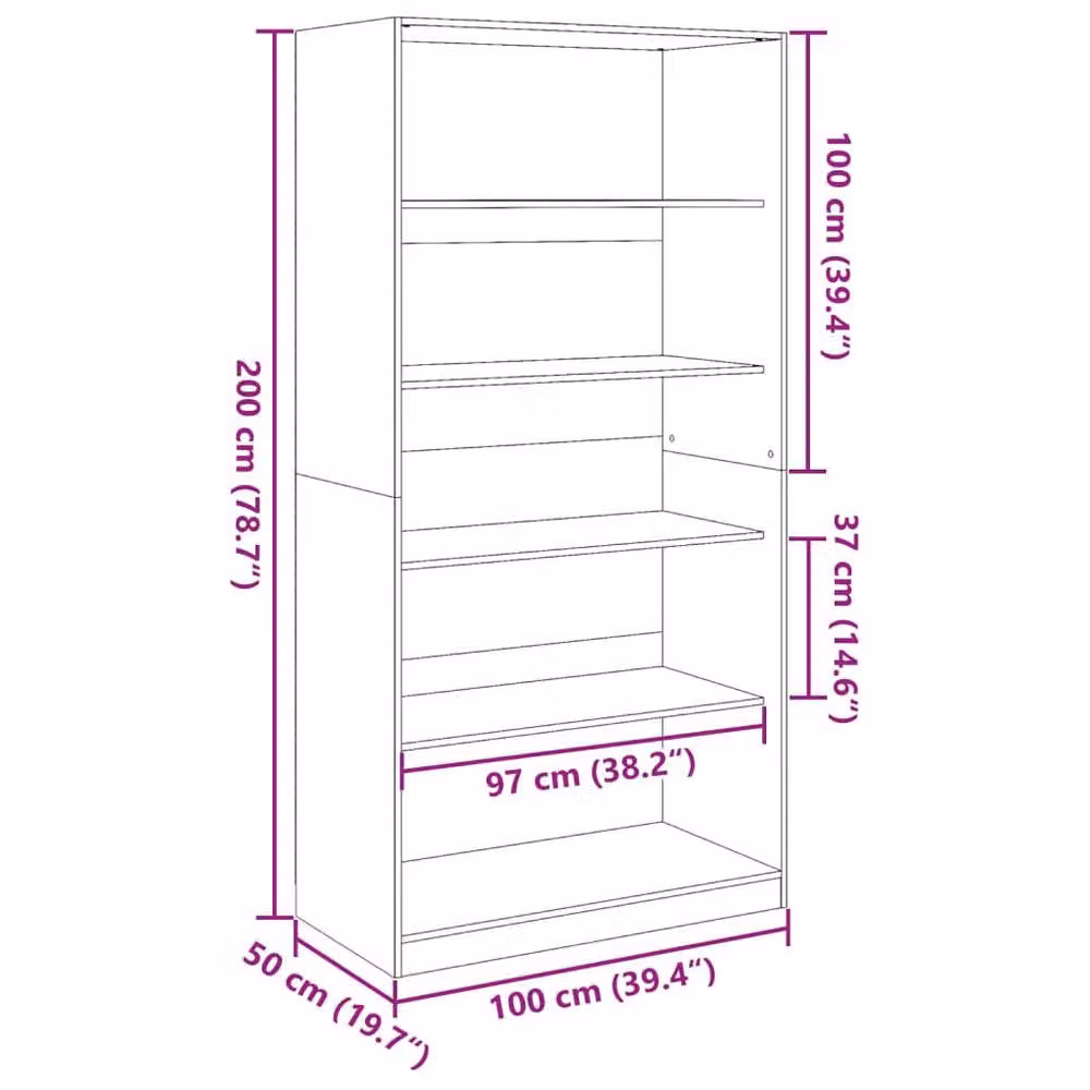 Berkfield Home Old Wood Wardrobe in Brown, W/D/H: 100 x 50 x 200 cm – 4