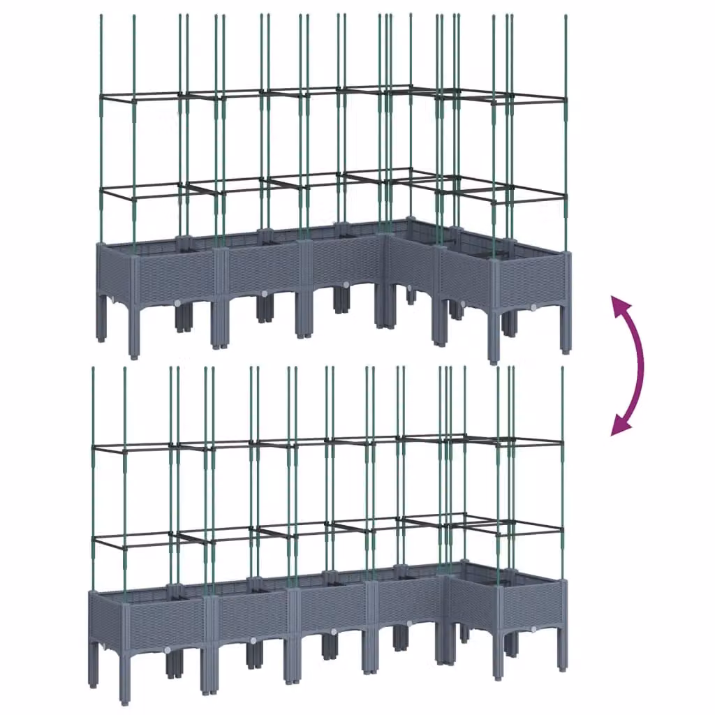 Berkfield Home Garden Planter with Trellis in Blue and Grey, W: 160 cm, D: 120 cm, H: 142.5 cm – 3