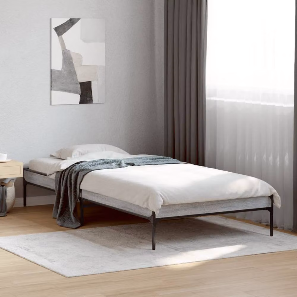 Berkfield Home Durable Small Single Bed Frame in Grey, W: 80 cm x L: 190 cm – 1