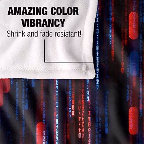 Warner Bros. The Matrix (2021) Pill Code Super Soft Silky Touch Fleece Blanket, Multicolour, W/D/H: 91.44 x 91.44 x 1.47 cm – 3