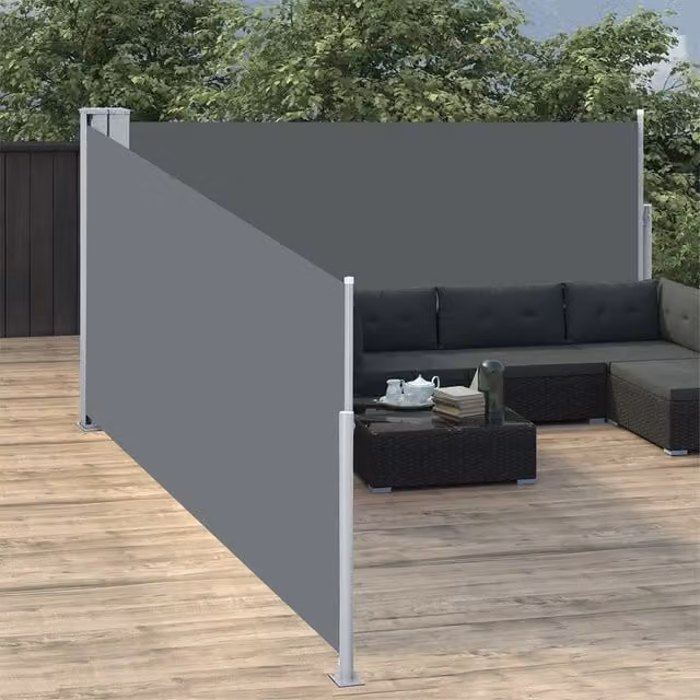 Berkfield Home Retractable Side Awning in Anthracite Black, W: 100 cm, H: 1000 cm