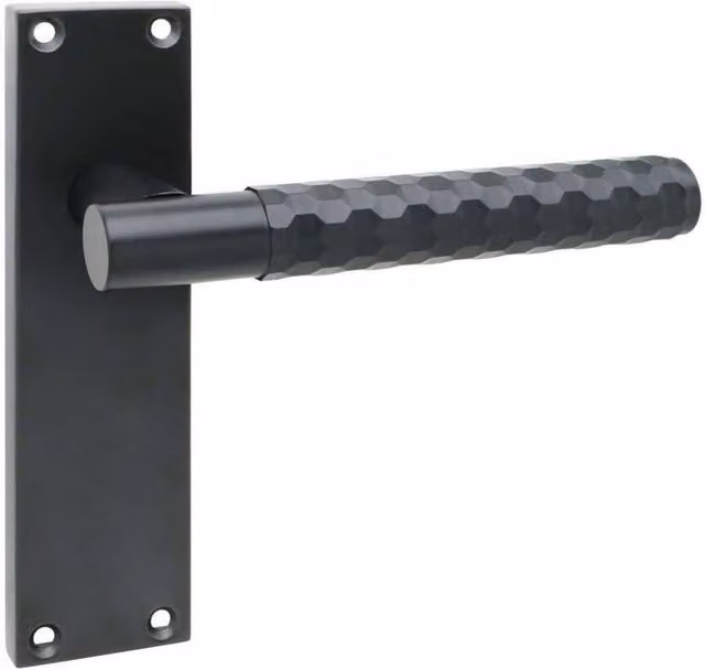 Golden Grace Victorian Knurled Rosette Door Handle Set in Matt Black Zinc Alloy – 3