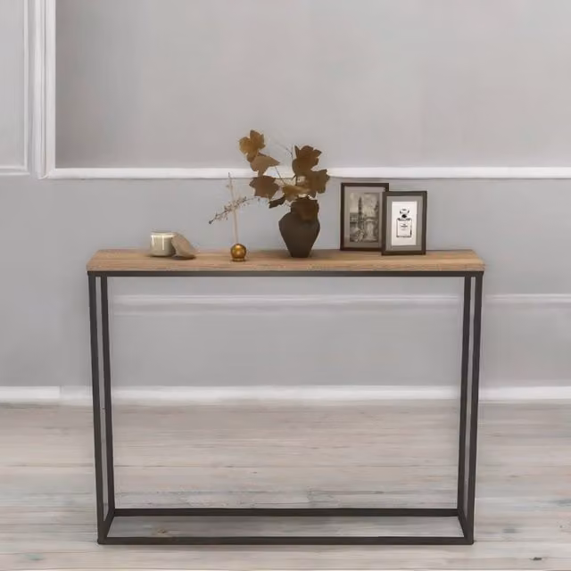 Rafaelo Mobilia Freestanding Slim Hallway Console Table, Brown, W/D/H: 100.5 x 24.0 x 75.5 cm