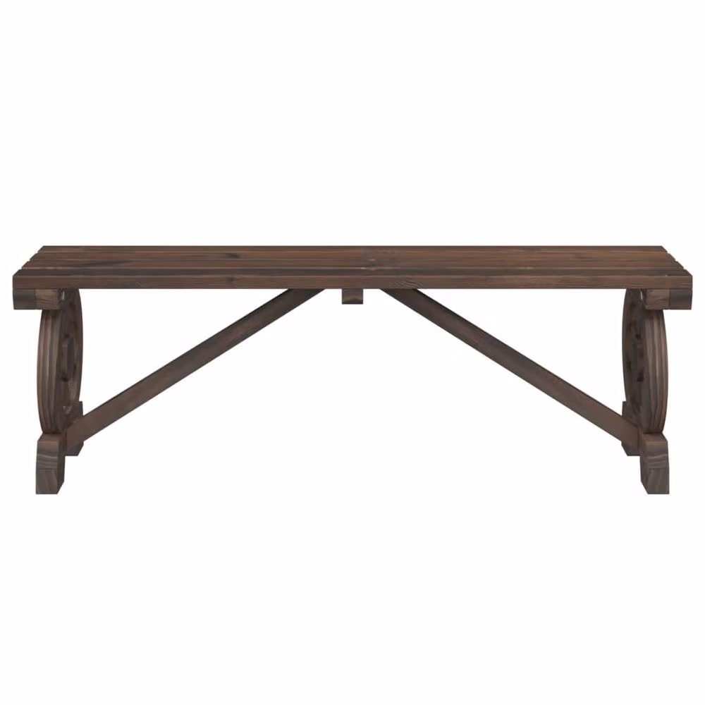 Berkfield Home Beautiful Garden Benches, Set of 2, Solid Fir Wood, Brown – 4