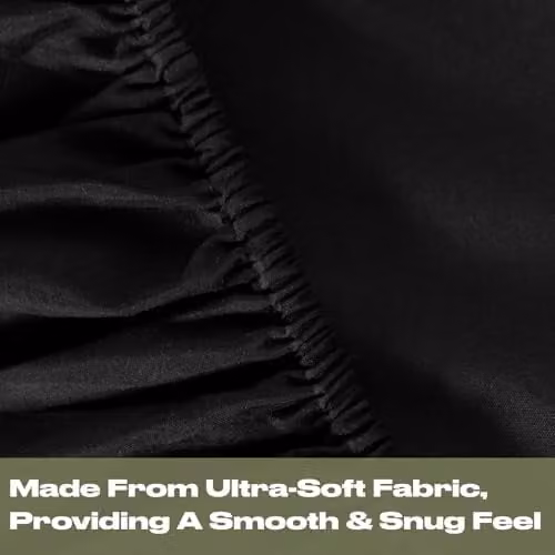 OHS Black Single Microfibre Deep Fitted Bed Sheet, W/D/H: 90 x 190 x 30 cm – 7