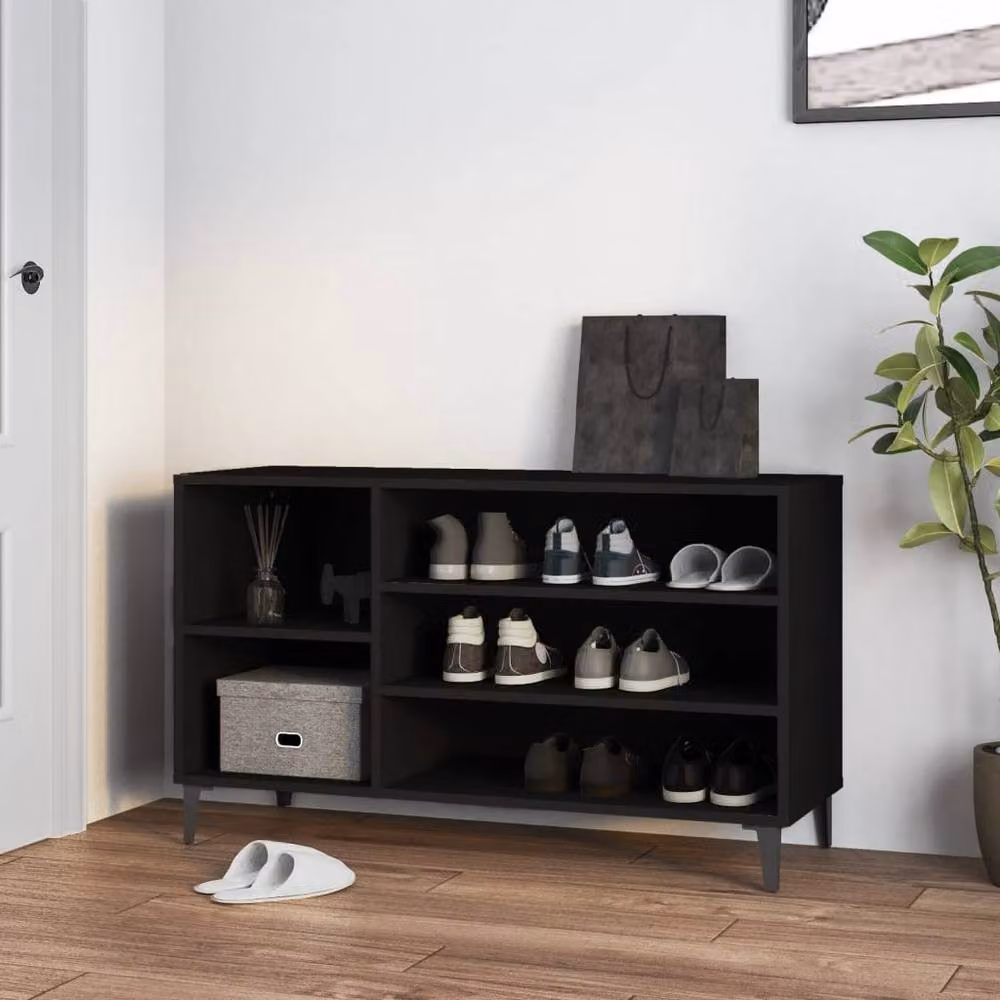 Berkfield Home Modern Black Wall Mounted Shoe Cabinet with Integrated Seat, W/D/H: 102 x 36 x 60 cm – 2