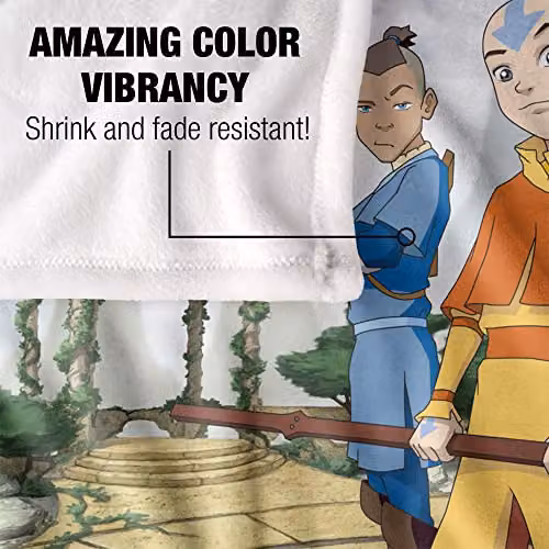 LOGOVISION Avatar The Last Airbender Cast of Characters Silky Touch Super Soft Fleece Throw Blanket, White, W: 152 cm, D: 127 cm – 3