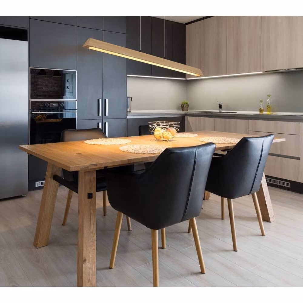 Netlighting Melba Bar Pendant Light in Matt Black with Wood Effect, Dimmable LED, Adjustable CCT – 2