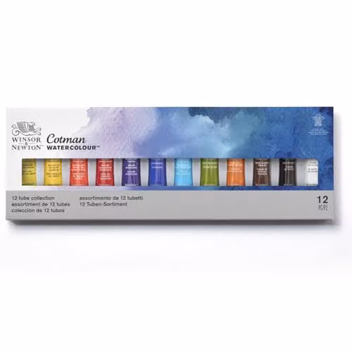 Winsor & Newton Cotman Watercolour 12 Tube Collection, Multicolour, 12 x 8ml Tubes