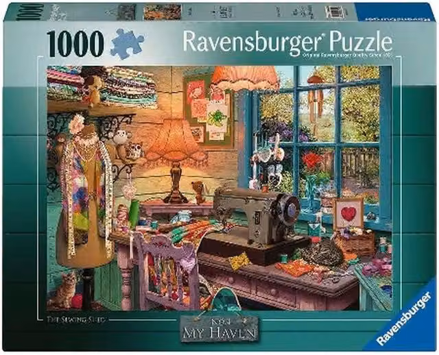 Ravensburger Sewing Shed 1000 Piece Jigsaw Puzzle in Multicolour and Green