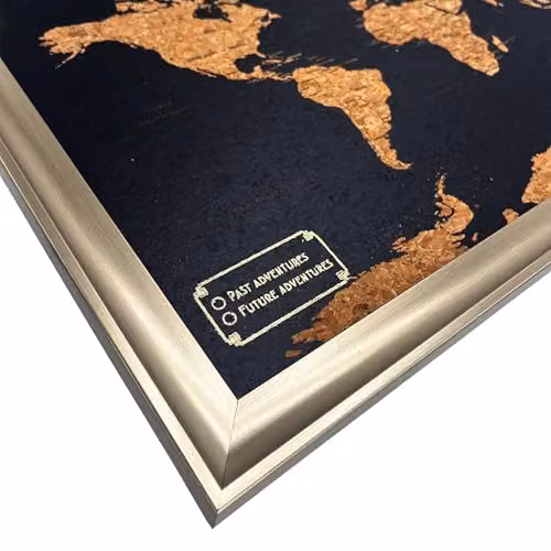 Splosh Framed World Travel Map with Pins, Black Cork Pin Board with Gold Frame, W: 55 cm, H: 37 cm – 6