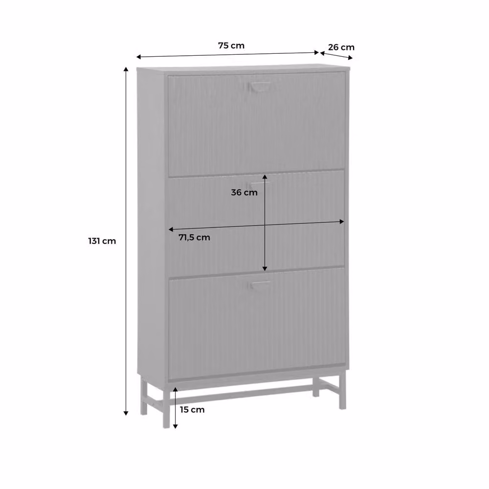 sweeek Modern Black Shoe Cabinet with Grooved Tilting Doors – 2
