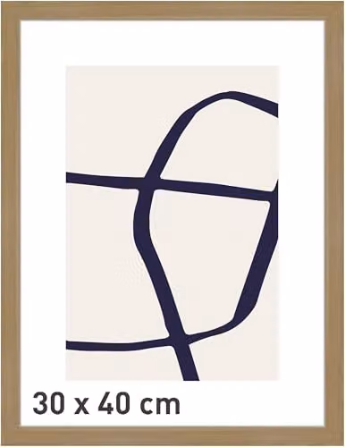 Nielsen Design Velino Modern Rectangular Picture Frame with Abstract Geometric Poster Print, Brown Wood and Glass, W/H: 30 x 40 cm – 3