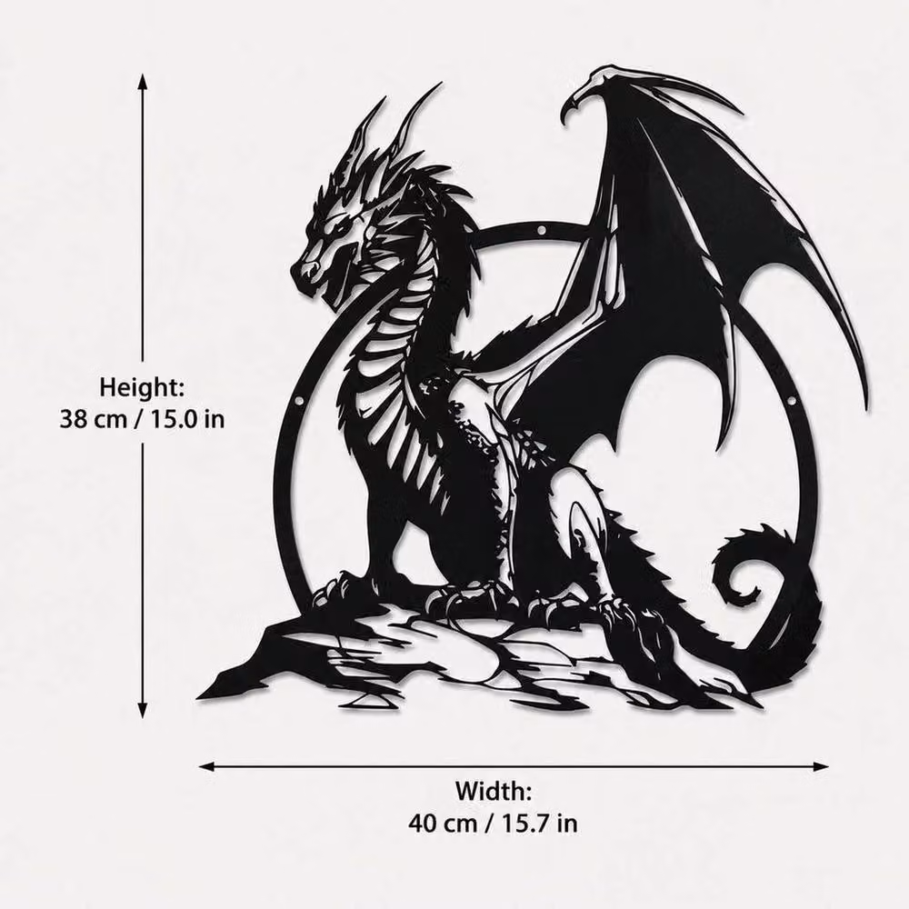 PAWNORA Black Metal Dragon Wall Art Iron Sculpture – 2