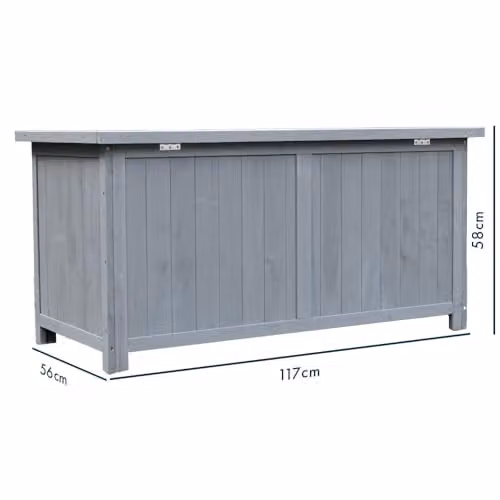 AIRWAVE Small Wooden Garden Storage Box with Lockable Showerproof Lid, 300L Fir Wood Chest for Patio Cushions and Outdoor Tools – 2