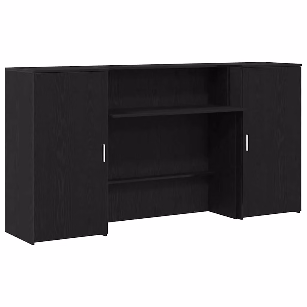 Berkfield Home Reception Desk in Black Oak, W/D/H: 200 x 50 x 103.5 cm – 2
