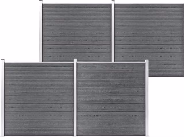 Berkfield Home Grey WPC and Aluminium Garden Fence W: 699 cm, H: 186 cm