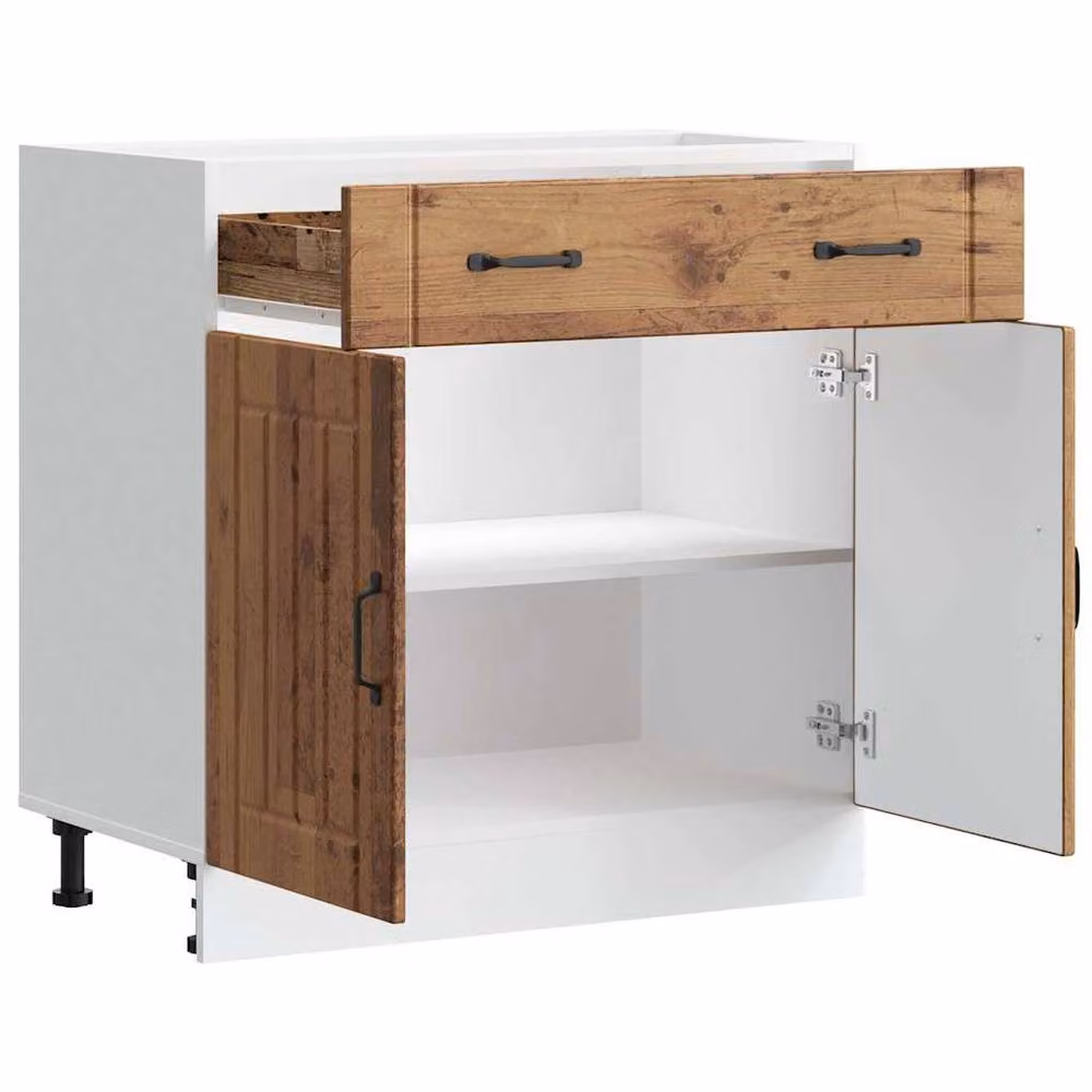Berkfield Home Lucca Kitchen Base Cabinet in Old Wood Brown, W/D/H: 81.5 x 46.0 x 80.0 cm – 3