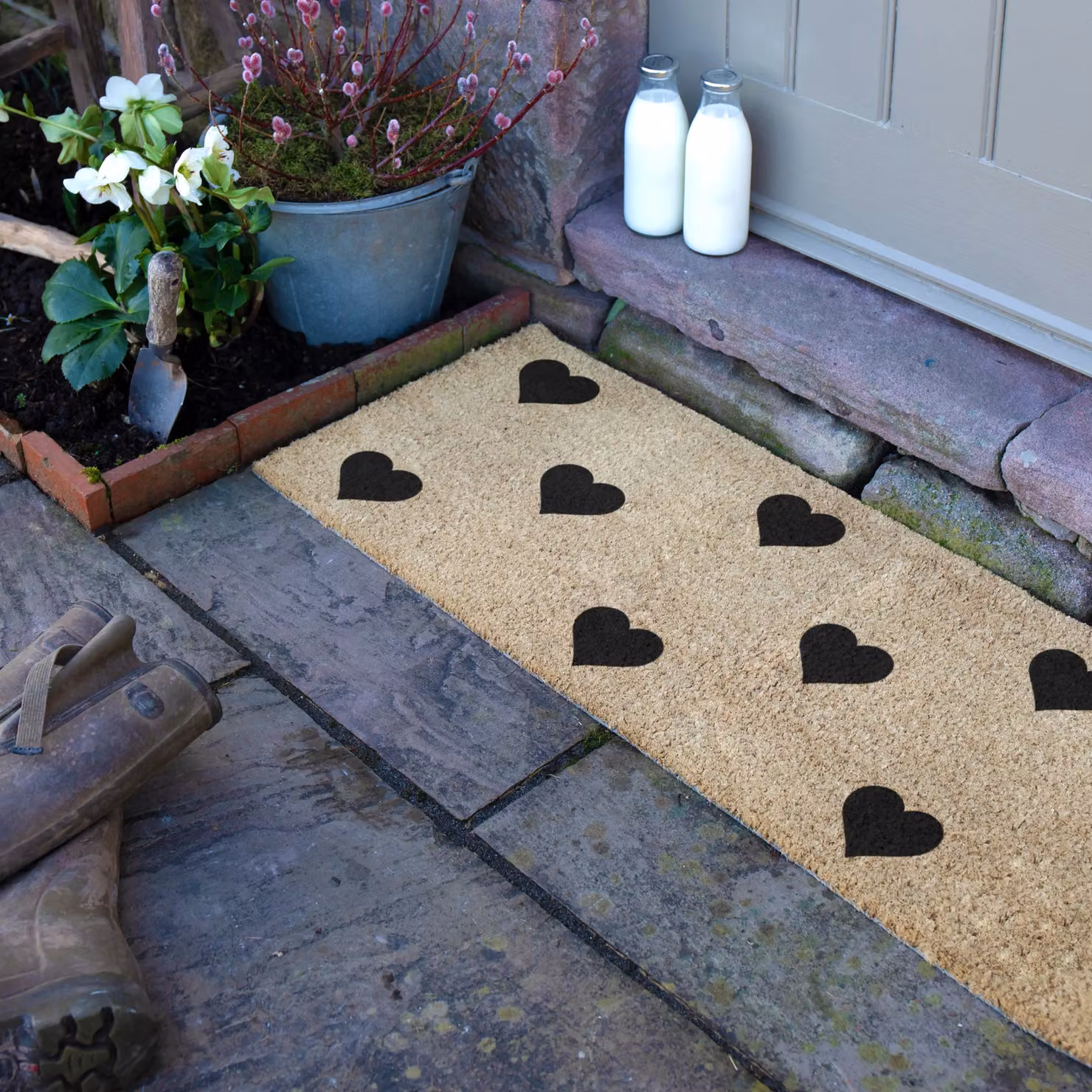 Artsy Mats Hearts Patio Doormat in Beige, W/D/H: 120 x 40 x 1 cm – 2