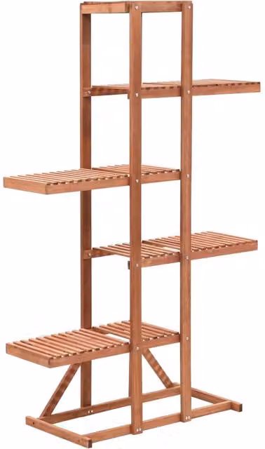Berkfield Home Lacquered Wood Plant Stand in Brown, W/D/H: 86 x 36 x 139 cm