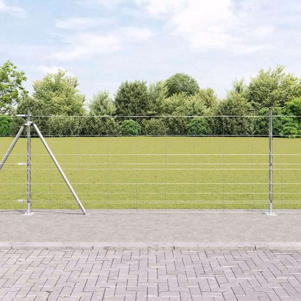 Berkfield Home Modern Field Fence, Galvanised Steel, Silver, 1 x 50 m – 2