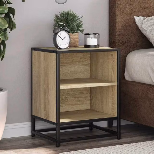 Berkfield Home Set of 2 Bedside Cabinets in Sonoma Oak and Brown, W/D/H: 40 x 31 x 50 cm