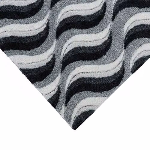 JVL Solemate Hand Carved Wave Doormat, Grey, W: 57 cm, D: 100 cm, H: 1 cm – 5