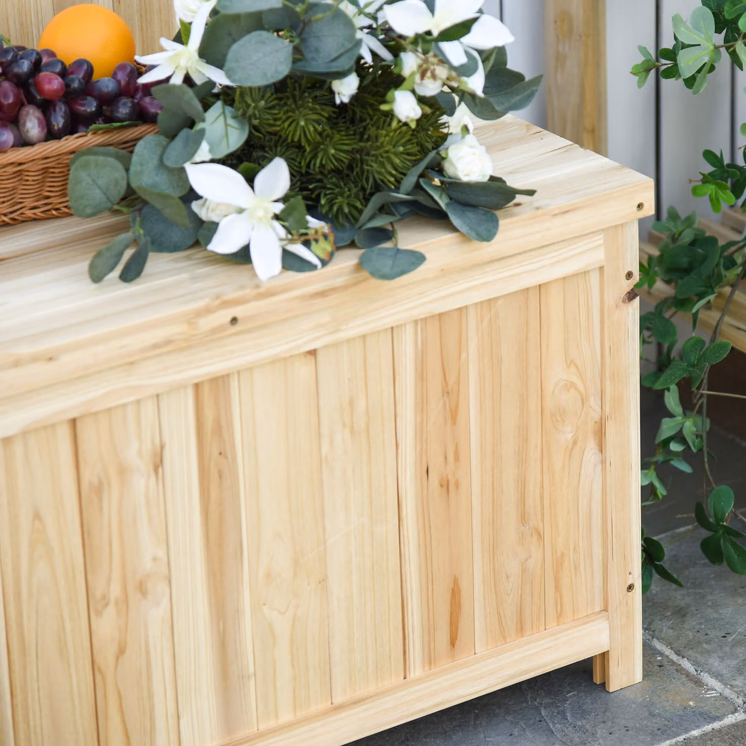 Outsunny Garden Arch Wood Bench with Outdoor Storage Box, Rustic Treated Hardwood, W/D/H: 45 x 115 x 75 cm – 2