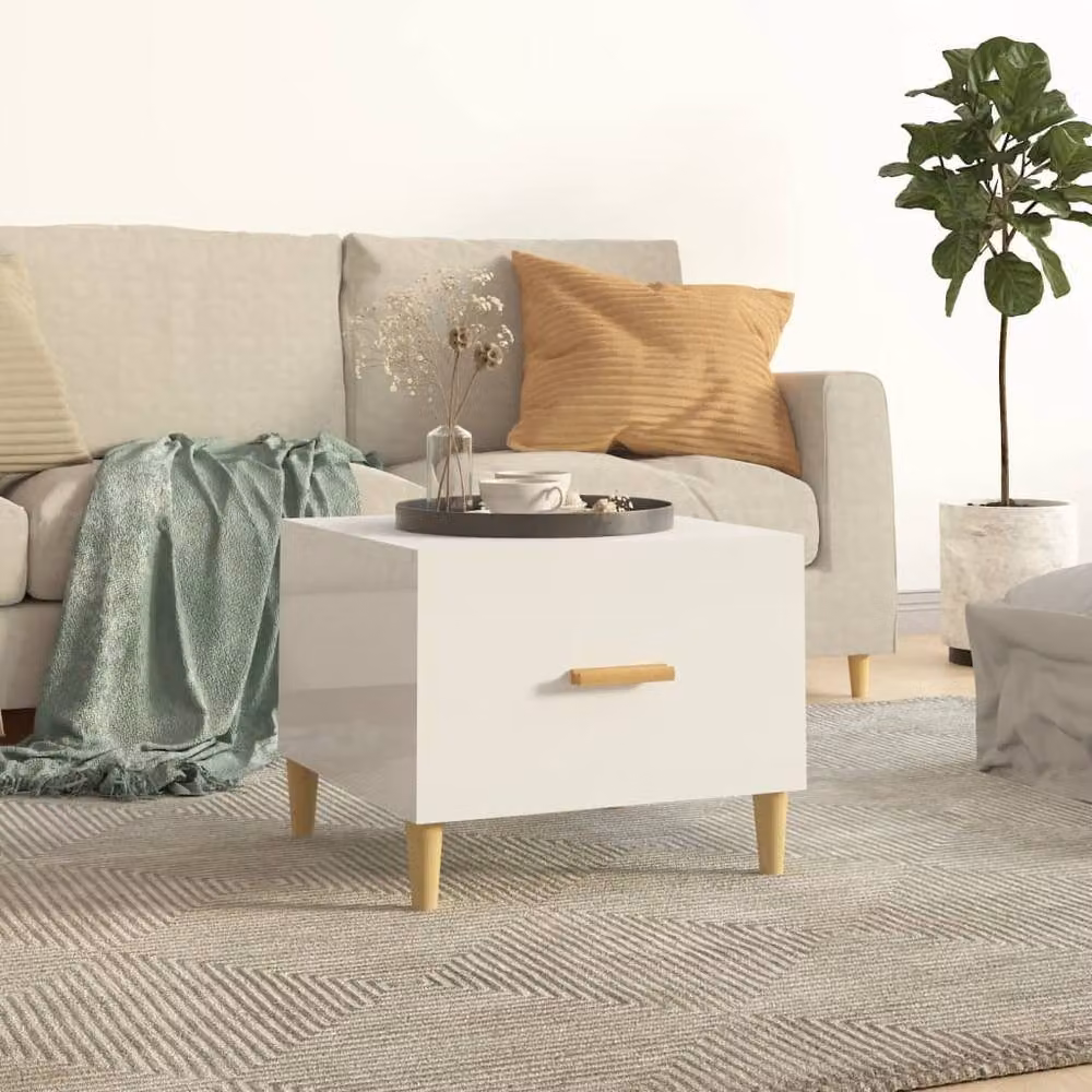 Berkfield Home High Gloss White Square Coffee Table W/D/H: 50 x 50 x 40 cm – 2