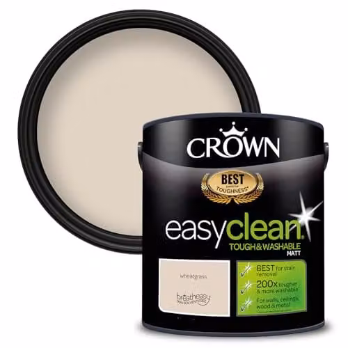 Crown EASYCLEAN Matt Emulsion Wall Paint in Beige, 2.5L