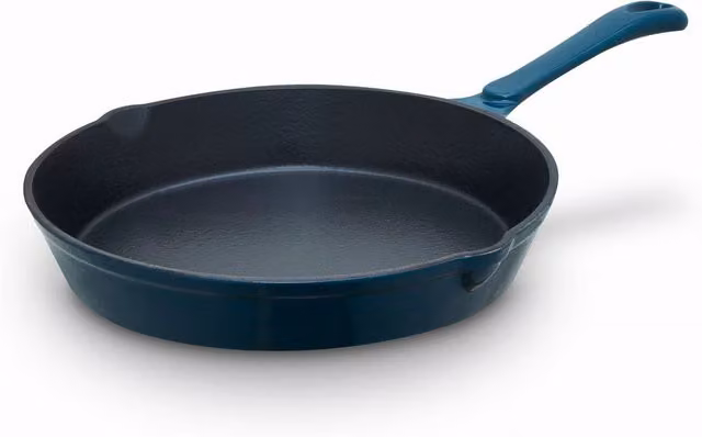 Barbary and Oak Blue Enamelled Cast Iron Round Frying Pan, Diameter: 26 cm